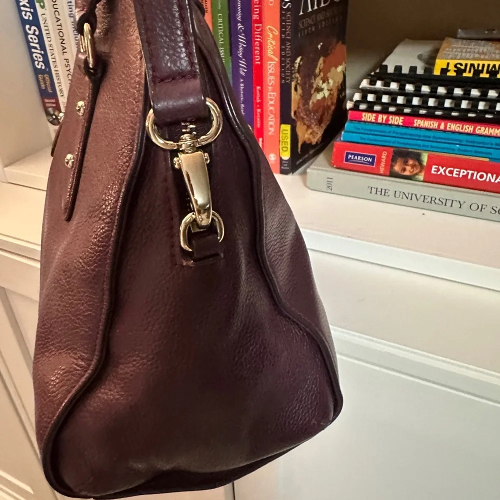 kate spade Plum Leather Dome Satchel with Gold Hardware